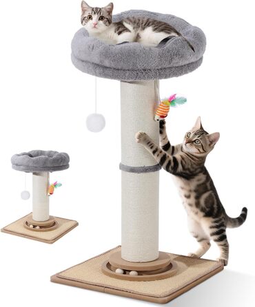Дряпак для котів Trhillsbrad 81 см з м'ячиком та іграшками, з сизалю