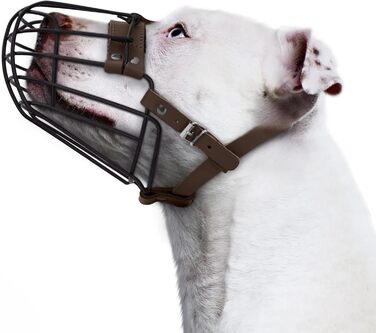 Дротяний намордник для собак Pitbull, Amstaff, Staffordshire Terrier, металевий, дихаючий, безпечний, з регульованими шкіряними ременями, проти укусу, жування та гавкання, фіолетовий