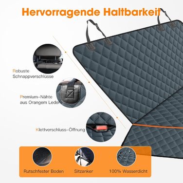 Автоматичний килимок для собак у машину JOEJOY, 137x120 см, чорний/сірий (захист від подряпин, вологості)