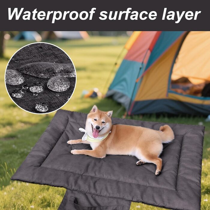 Лежанка для собак і котів, килимок для собак у дорогу, водонепроникний, з можливістю прання та складання, для внутрішнього та зовнішнього використання, кемпінг, подорожі (Сірий, S)