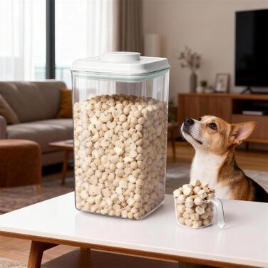 Контейнери для корму та ласощів для собак та котів, 2 шт, 4 л, з мірною ложкою, щільний Pop-кришка, пластикові контейнери для тварин