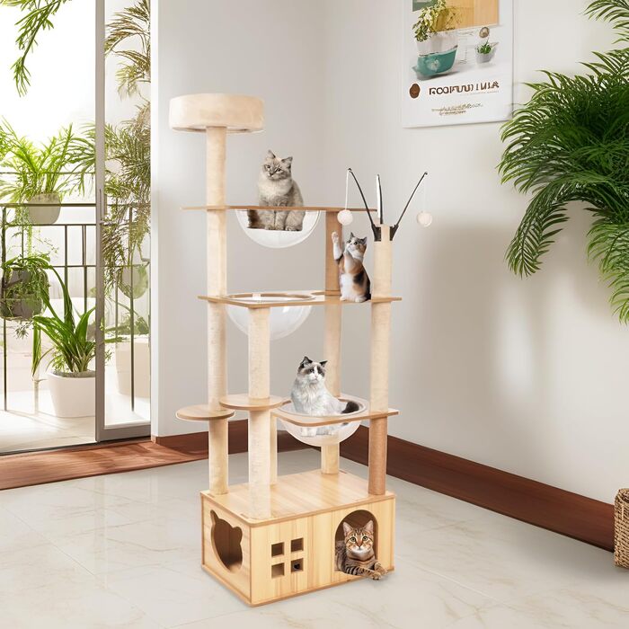 Великий котячий комплекс з подряпуванням, 173 см, XXL, 13 стовпчиків, 5 платформ, 3 космічні кораблі, 1 печера, 3 плюшеві кульки, 1 плюшева платформа для стрибків, багатошарові стовпчики, космічна капсула