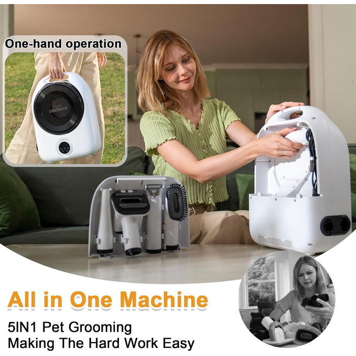 Набір для догляду за собаками та котами: фен для видалення шерсті з професійною щіткою, іонізація, стабільна температура (чорний)