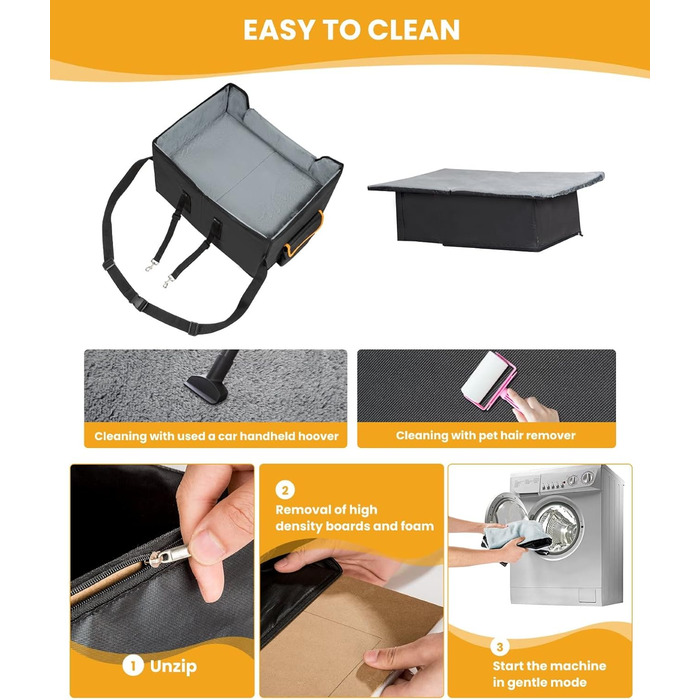 Автомобільний лежак для собак - чорний, 20 кг, M - універсальний, для переднього та заднього сидіння