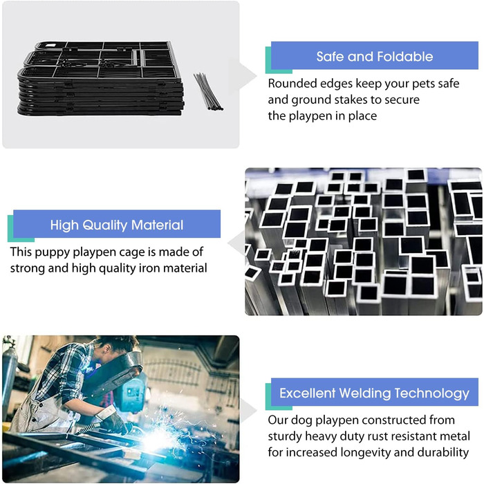 Металеве вольєр для собак BestPet з дверима, 32 панелі, для великих, середніх та малих собак. Розміри: 61x81,3x101,6 см