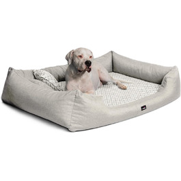 Ортопедичне ліжко для собак Tierlando® Ellen з матрацом з піною з ефектом пам'яті та текстурованою облямівкою. Розмір: 90x75 см, колір: кремовий. Підходить для собак великих та малих порід.