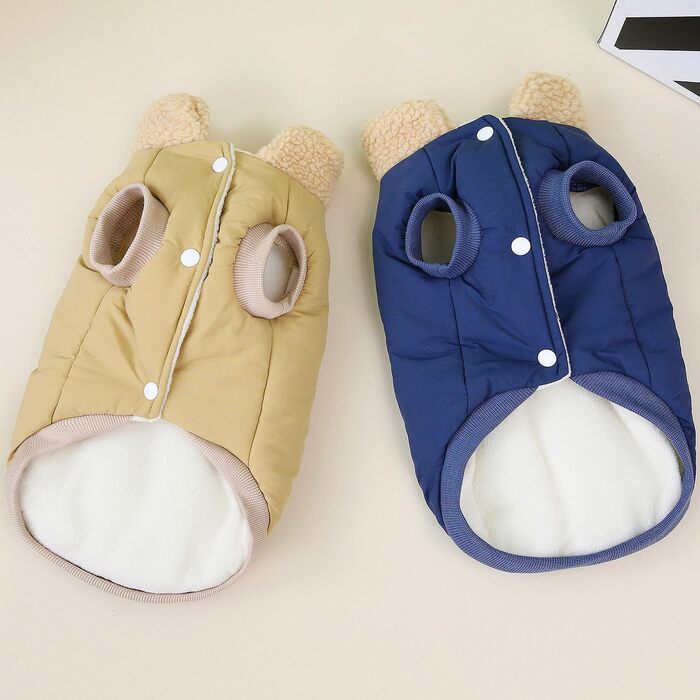 Зунеа Зимові куртки для собак, флісова підкладка, D-Ring, теплі, для холодної погоди, жилети, одяг для цуценят, хакі, 3XL