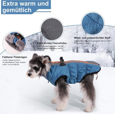 Водонепроникний теплий зимовий одяг для собак - куртка з кільцем D, одяг для домашніх тварин, тепла куртка для собак, для маленьких, середніх та великих собак (L, блакитний)