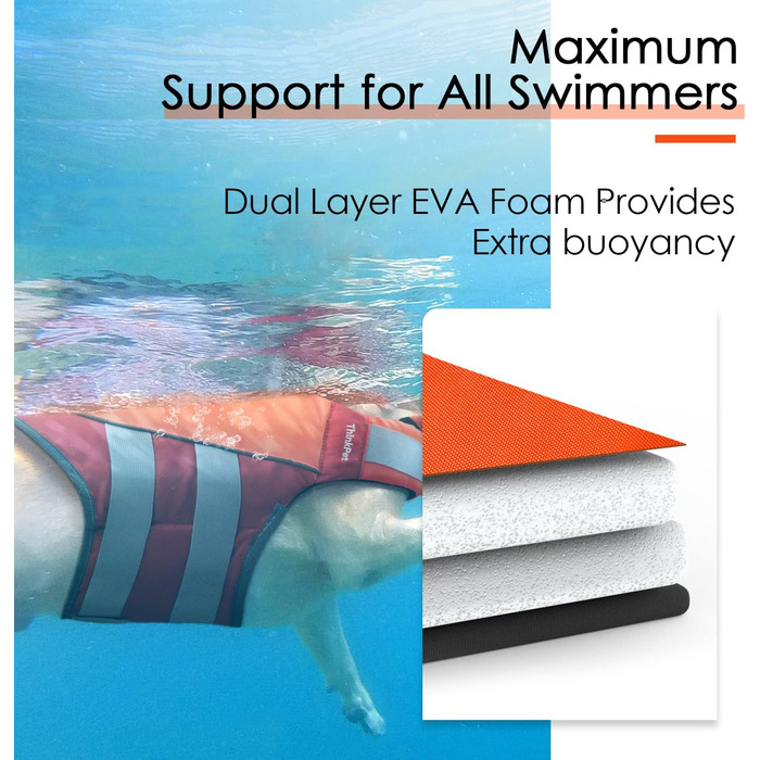 ThinkPet Жилет рятувальний для собак, світловідбиваючий, з регулюванням, поплавці (Оранжевий, Червоний, Розмір S)