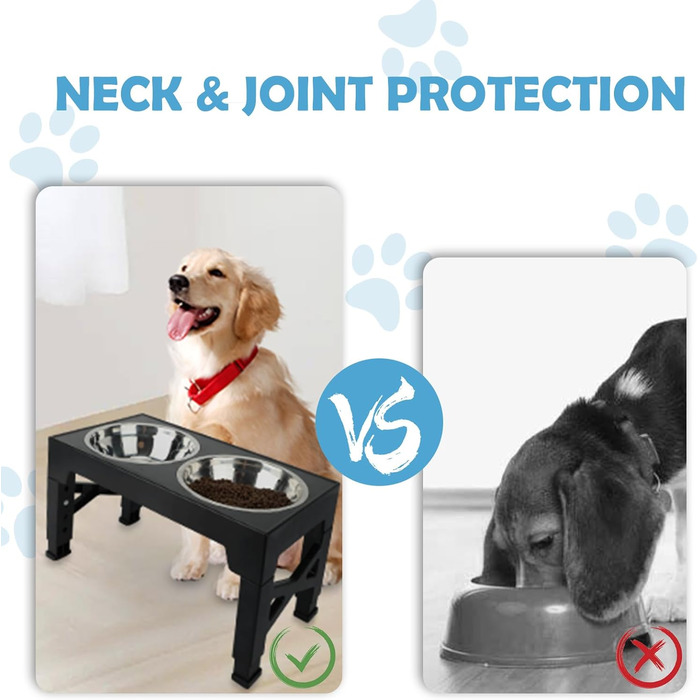 Підвищені годівниці для собак JumeiYoupin - набір з 3 шт. (2 з нержавіючої сталі, 1 для повільного годування) - 5 рівнів висоти - зменшують навантаження на шию - неслизькі годівниці для собак будь-якого розміру та котів