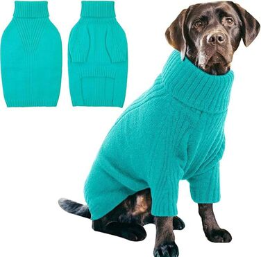 Теплий в'язаний пуловер для великих собак, термо-пуловер, святковий пуловер, ролkragen для великих собак, чорний. Підходить для хлопчиків та дівчаток.