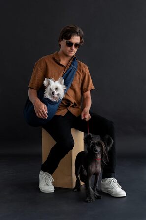 Сумочка для собак Noah & Paw до 10 кг, преміум денім, регульований ремінь, м'яке хутро, 3 системи безпеки