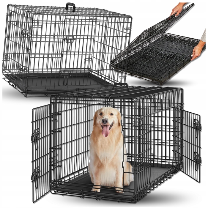 Металева транспортна клітка для собак Omna, 92x57x63 см