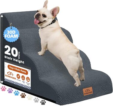 Сходинки для собак 4-х ступінчасті для ліжка, 50,8 см, вигнута сходинка для літніх/поранених собак, котів, для ліжка, стільця або дивану, преміум-піна, антиковзаюча рамка для собак