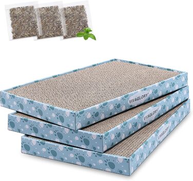 Кігтеточка для котів VIVAGLORY з картону, 3 шт. в упаковці, XL (44 x 28,5 см), з котячою м'ятою