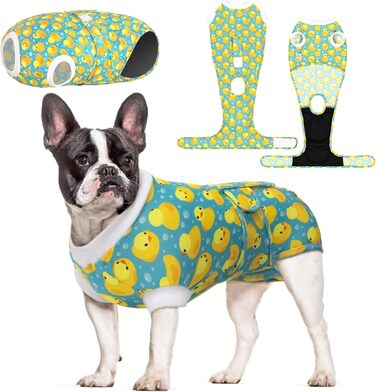 Комбінезон для собак CuteBone Skulls після операції, для котів та собак, запобігає лизанню ран, XS, жовтий качур