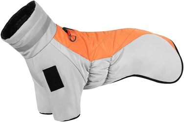 Зимовий теплий одяг для собак: куртка-комбінезон з флісовою підкладкою, вітронепроникний, з D-кільцем, для маленьких, середніх та великих собак, сіро-помаранчевий, 5XL