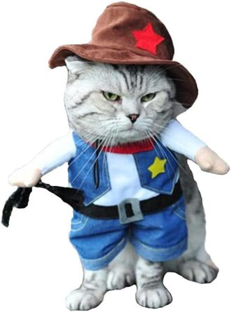 Костюм ковбоя для собак з капелюхом. Карнавальний костюм для собак та котів на Хелловін. Середній розмір