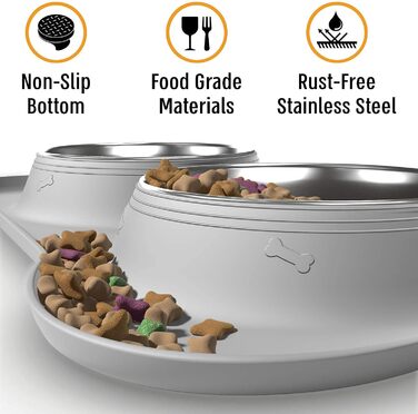 Миска для собак Active Pets із нержавіючої сталі, не протікає, з нековзким силіконовим килимком, для корму та води, для малих, середніх і великих собак