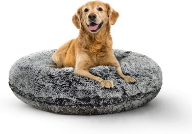 Ліжко для собак Bessie and Barnie Bagel, кругле, плюшевий штучне хутро, водонепроникне, знімний чохол, антистрес, різні розміри та кольори