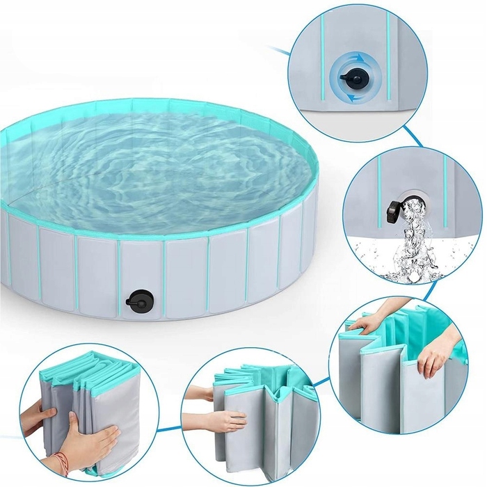 Складаний басейн для собак, сірий, 160x30 см, 600 л