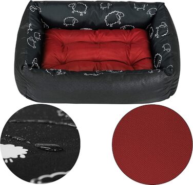 Лежанка для собак SuperKissen24: м'яка, зручна, бордовий колір, розмір M, 70x55 см. Лежанка для собак маленьких, середніх та великих порід.