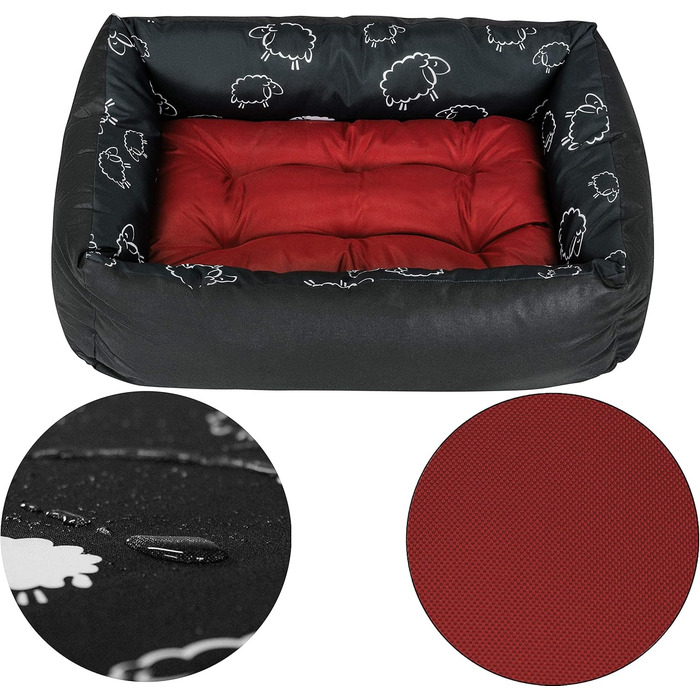 Лежанка для собак SuperKissen24: м'яка, зручна, бордовий колір, розмір M, 70x55 см. Лежанка для собак маленьких, середніх та великих порід.