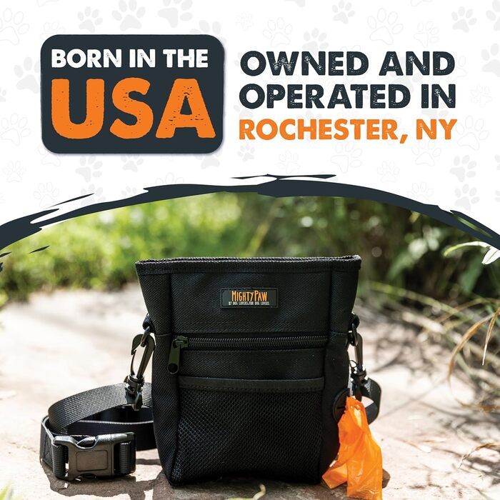 Футляр для ласощів Mighty Paw для собак, 2.0 | Сумка для тренування собак - Лотік для собак - Пет тренінг, сумка для ласощів з ремінцем - Магнітна застібка (Помаранчевий/Чорний)