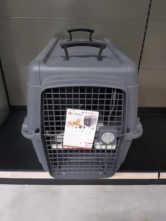 Клітка-переноска для собак Flamingo Lanta – темно-сіра | Розмір L (56 × 80 × 59,5 см) | Безпечна, практична та комфортна переноска для вашого собаки