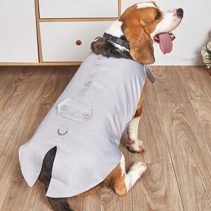 Костюм для собак з банданою, нашийник, одяг для собак на весілля, костюм з рожевою краваткою та регульованою пряжкою, для великих собак (Сірий, L)