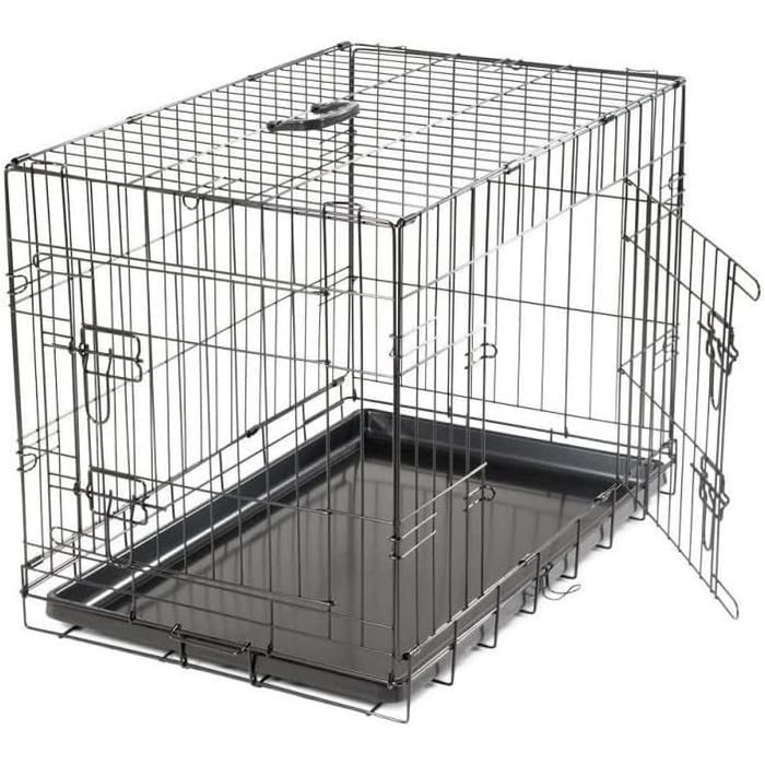 Складана клітка-переноска Vadigran Classic 76x48x55 см, чорна, розмір L