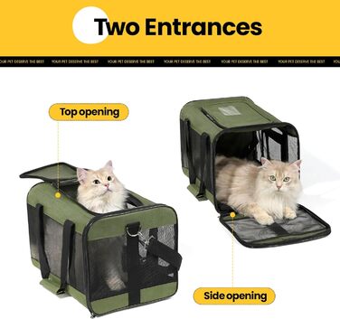 Транспортна переноска для котів та собак Conlun, зелена, L, розкладний дизайн