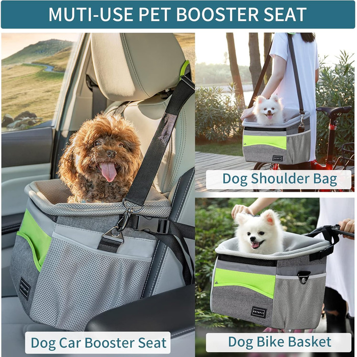 Транспортна сумка для собак та котів Petsfit: рюкзак, переноска, складана, сіра+зелена