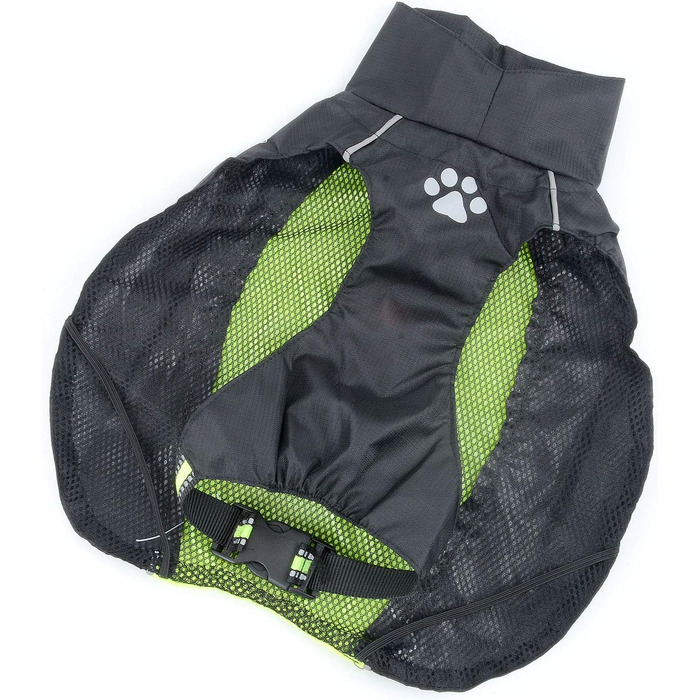 Водонепроникний дощовик для собак Ranphy середнього та великого розміру, з відбиваючими елементами, дихаючий, з захистом живота, для такс та лабрадорів, ультралегкий, безпечний, зелений, 6XL (обхват грудей: 80 см), зелено-чорний