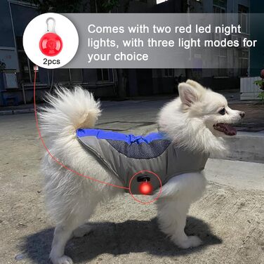 Підкладкова регульована куртка для собак, обігріваюча жилетка для собак з LED-підсвічуванням, зручна та вітронепроникна куртка для маленьких та середніх собак (XL, Синій та Сірий) XL Синій та Сірий