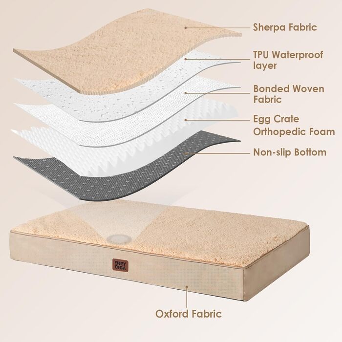 Ортопедичне ліжко для собак середнього розміру EHEYCIGA, 89x58x9 см, м'яке, знімний чохол, колір хакі