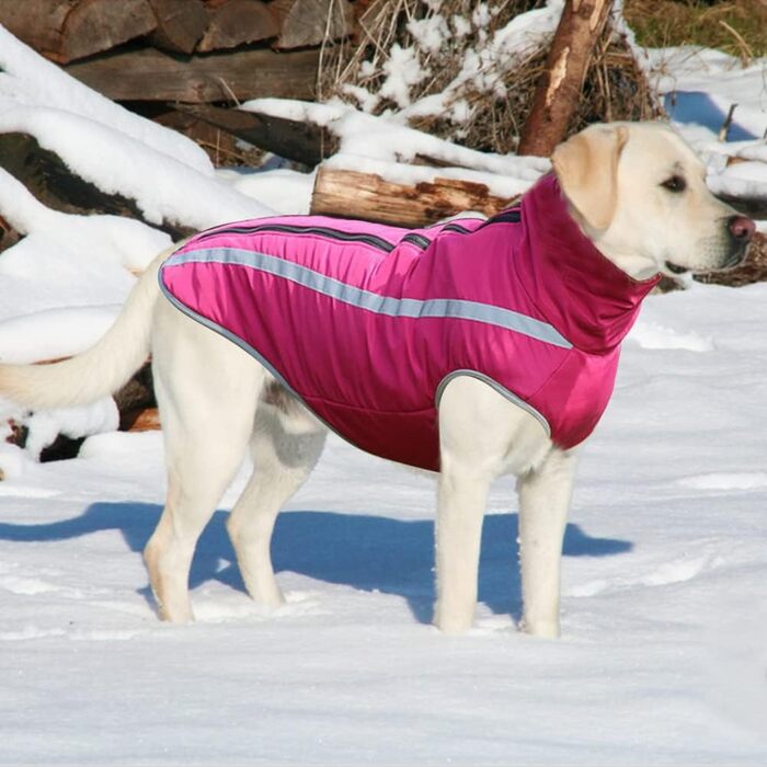 Водонепроникний зимовий теплий одяг для собак FeimaX з флісовою підкладкою. Тепла куртка для собак, цуценят, малих, середніх та великих порід. Рожевий колір, розмір XXL