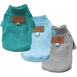 Пуловери для собак - 2/3 шт. з флісу, теплі, з високим коміром, для маленьких собак, кошенят, тепла зимова одяг для домашніх тварин (Сірий, Зелений, Синій, M)