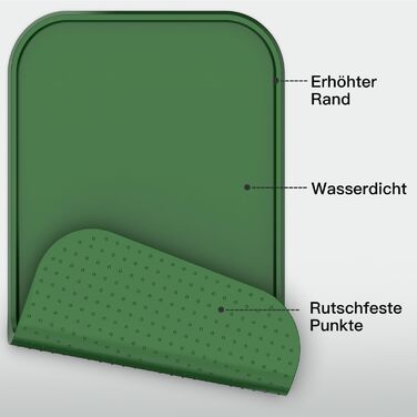 Підкладка під миску для котів та собак, силіконова, зелена, з високим бортиком