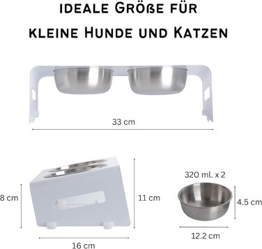 Підставка для корму для котів PETLINUS: ергономічна годівниця з нержавіючої сталі та металу, для котів та маленьких собак