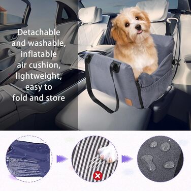 Автокрісло для собак - переноска для маленьких собак, з кишенями, поводок, знімне автоліжко для заднього та переднього сидіння