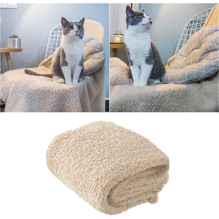 Balacoo Преміум флісова ковдра для собак, м'яка та тепла, плюшевий килимок для собак та котів, розмір L (бежевий)