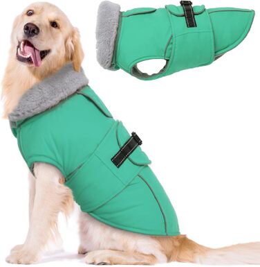 Зимовий теплий жилет для собак Lelepet: водонепроникна флісова куртка для великих собак з регульованою блискавкою, 2XL (зелений)