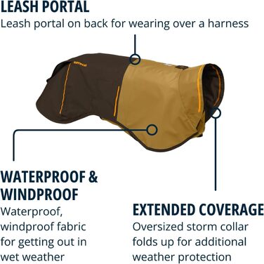 RUFFWEAR Sun Shower – водонепроникний дощовик для великих собак, легка всепогодна куртка-реглан для собак, розмір L, коричневий