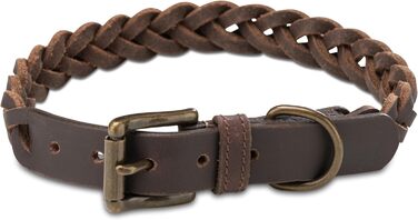 Сплетене шкіряне ошийник для собак – Міцний ручної роботи з преміум-шкіри буйвола Clarissa (M (36.0-45.0cm))