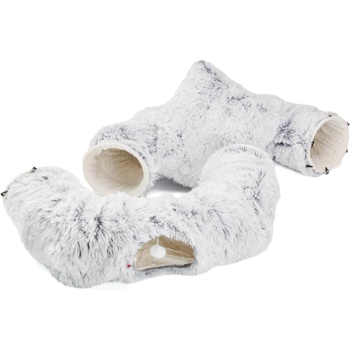 Канадський кіт | Преміум тунель для котів CUBI, XXL тунель з місцем для сну, з м'яким лежаком, для великих котів, 100 x 80 x 26 см (Сірий)