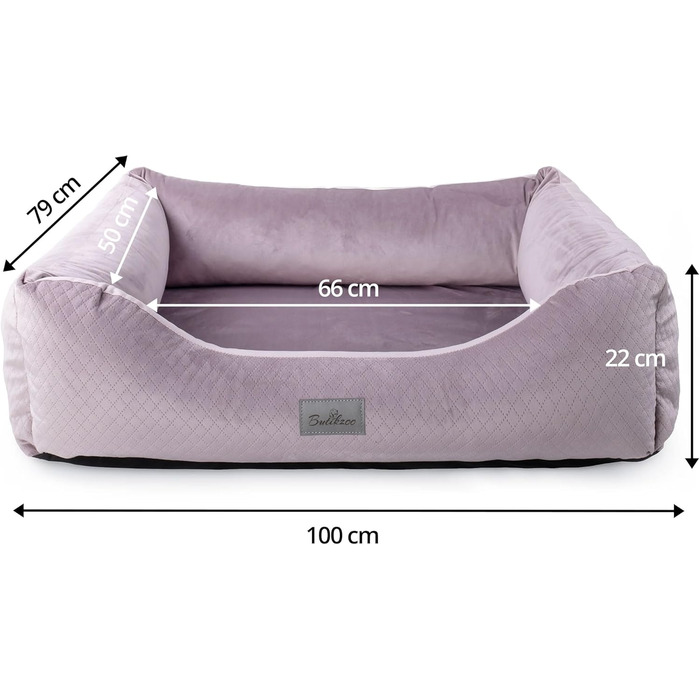 Ліжко для собак | М'яка лежанка для собак з подушкою | Собаче ліжко-софа для маленьких та середніх порід | Розмір M: 75 x 66 x 20 см | Колір: (XL: 100 x 79 см, Вельвет Рожевий)