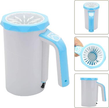 Електричний очищувач лап для собак PJDDP: силіконовий скребок для лап з рушником, портативний для великих і середніх собак, синій