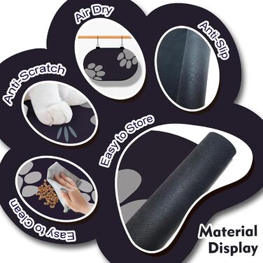 Підкладка під миску для собак та котів METEOROCK, 71x43 см, чорна, швидковисихаюча, для кількох тварин