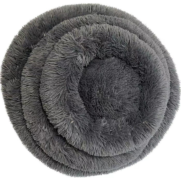 Кругліше плюшеве ліжко-пончик для собак та котів, маленьке, неслизьке, тепле та затишне, для тварин до 5 кг, розмір 43x43x12 см